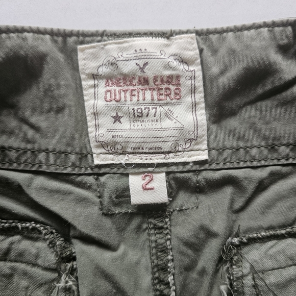 Vtg American Eagle Y2K Cargo Pants 2 Olive Green Utility Low Rise Streetwear - Picture 10 of 16